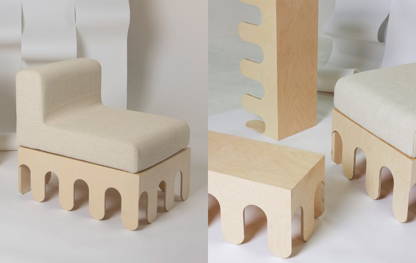 A plywood chair and table