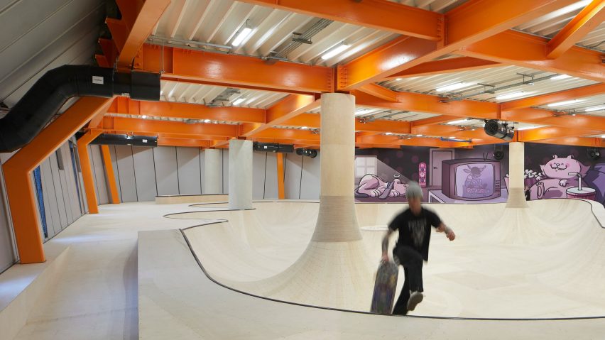 Skater in F51 multi-storey skatepark in Folkestone by Hollaway Studio