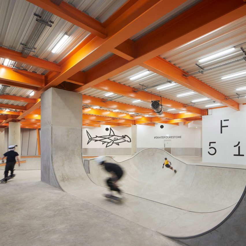 Half pipe in F51 multi-storey skatepark in Folkestone by Hollaway Studio