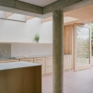 Concrete column and kitchen island in Herne Hill House extension by TYPE
