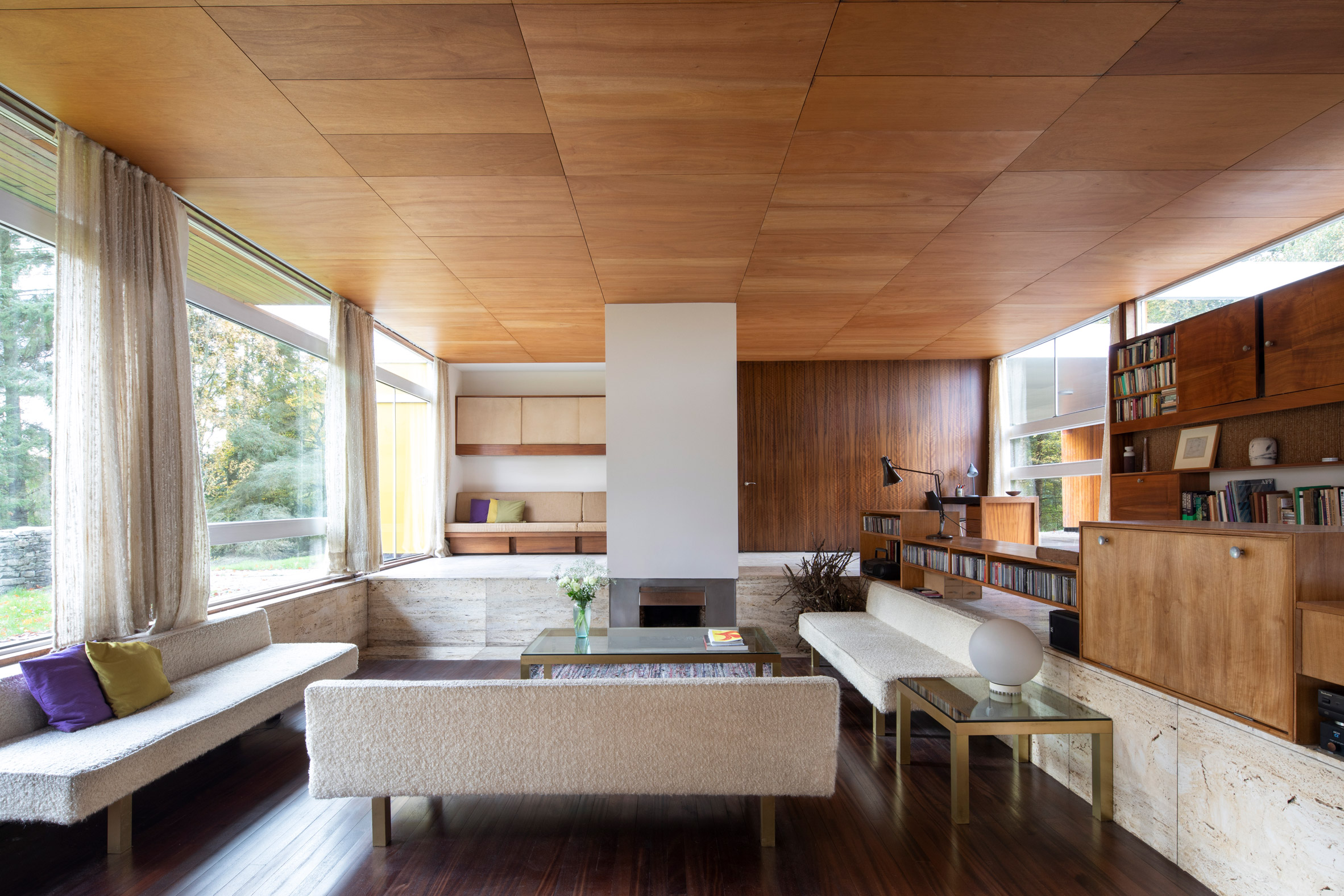 Modernist open-plan living room