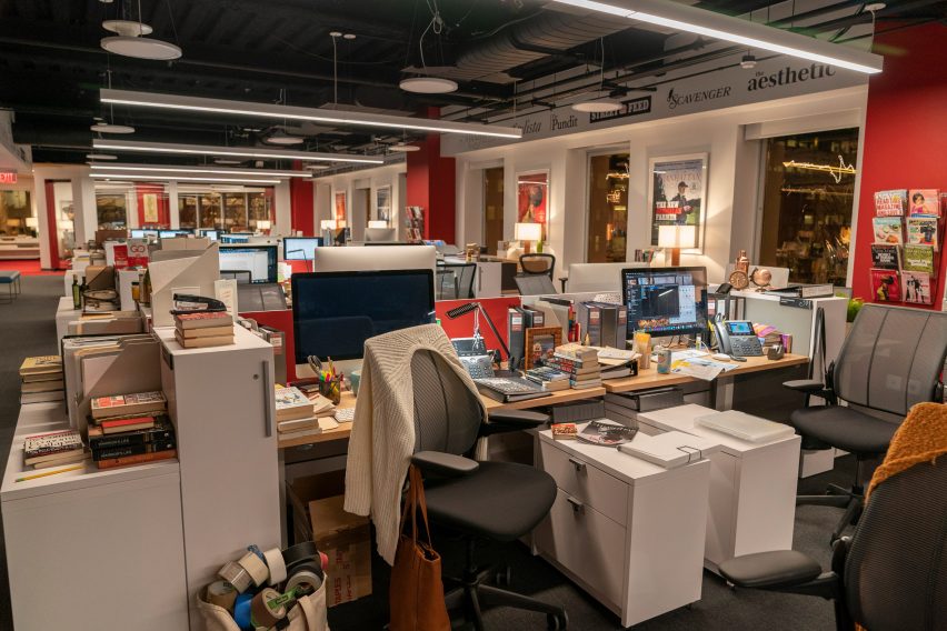 The interiors of a magazine office