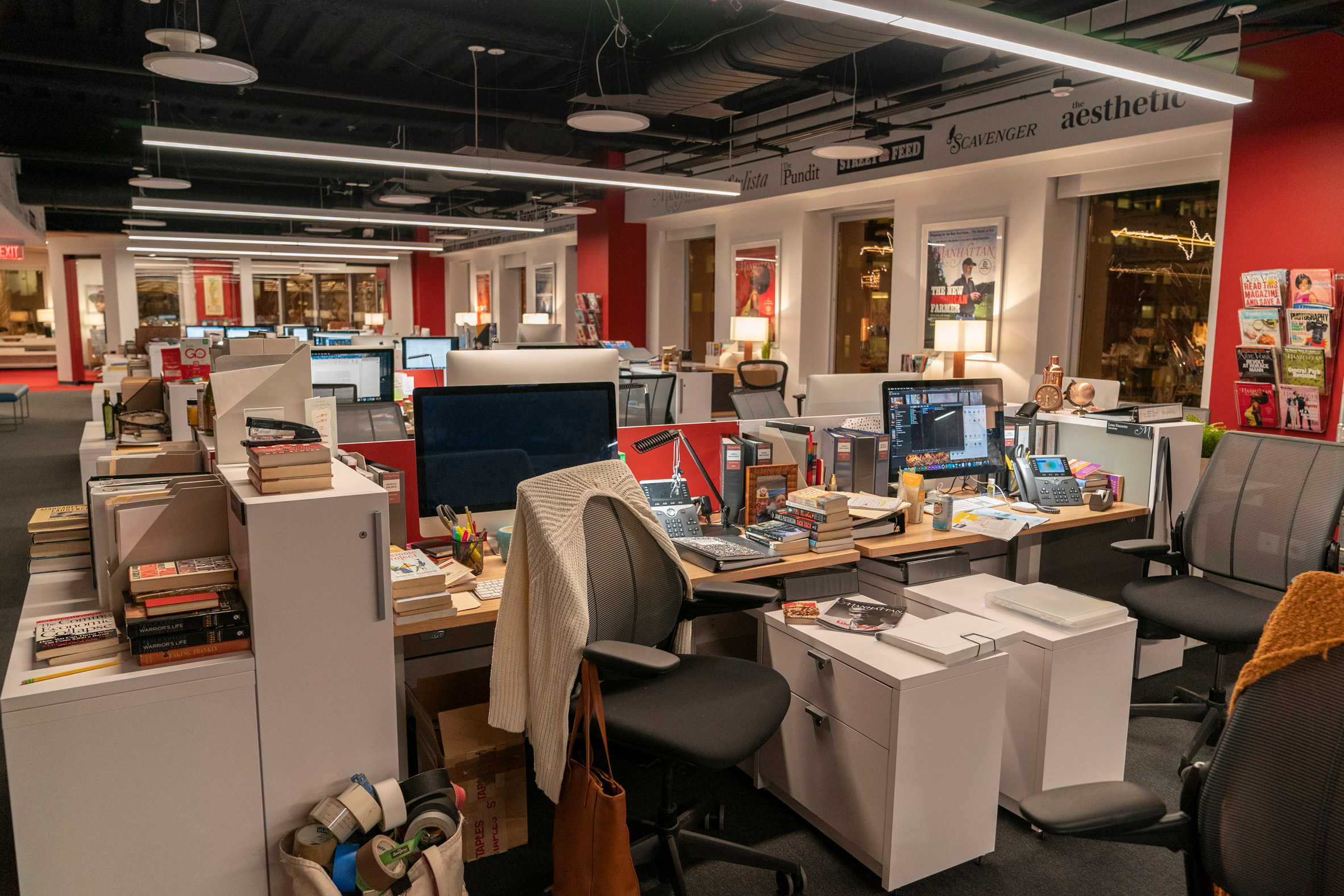 The interiors of a magazine office