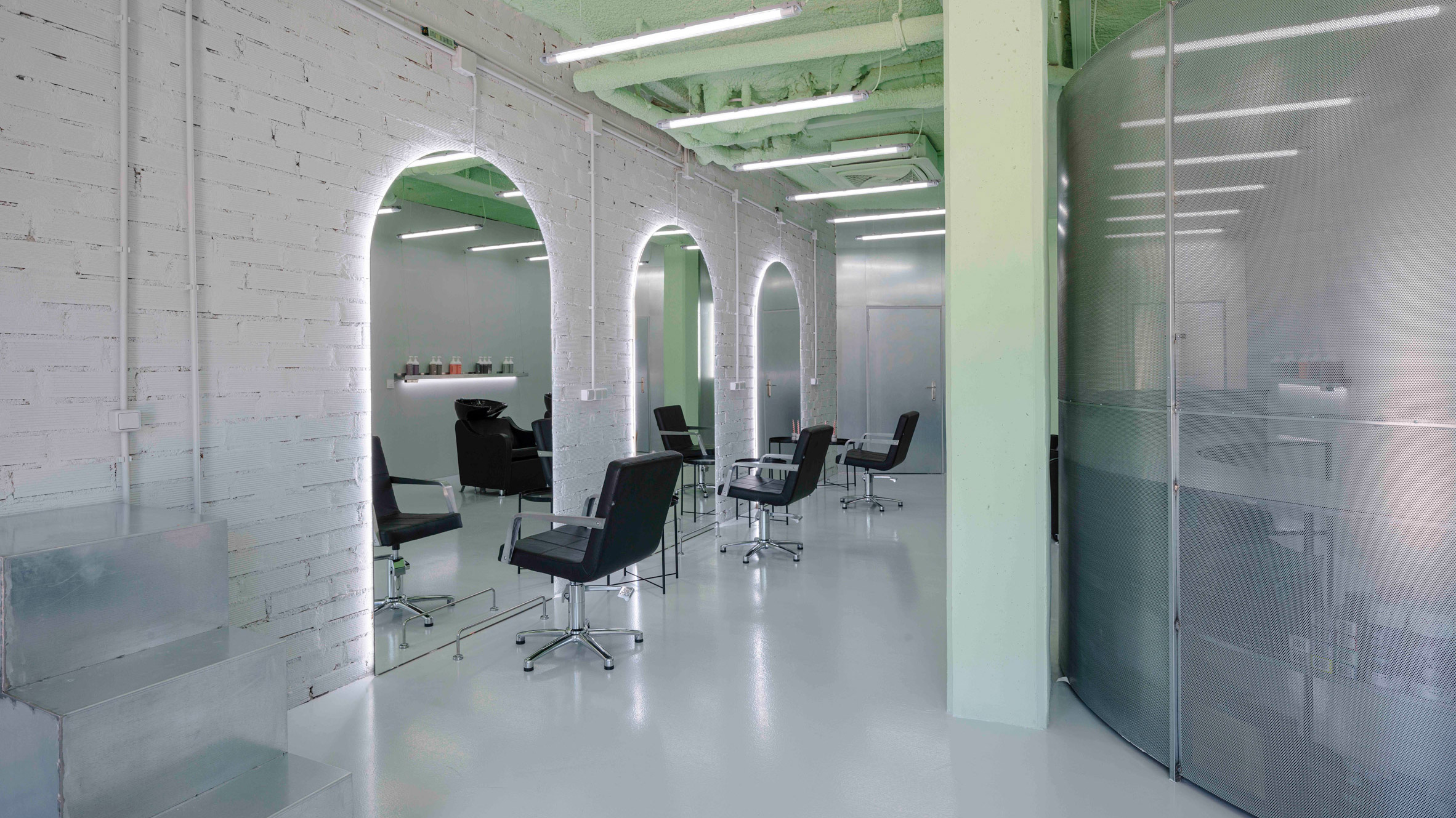 Casa Antillón pairs foam and steel in design of Madrid's Mood hair salon