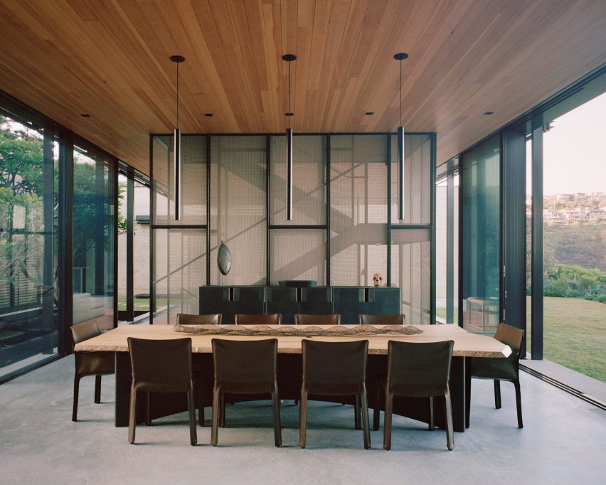 Interior image of an open plan dining area at the Australian home