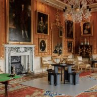 Open Code gaming table by Mac Collins under portrait of Edwin Lascelles at Harewood Biennial