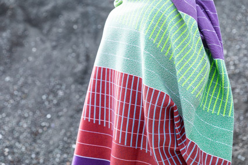 Emissions rise flat-knit blanket from Raw Color's Temperature Textiles series