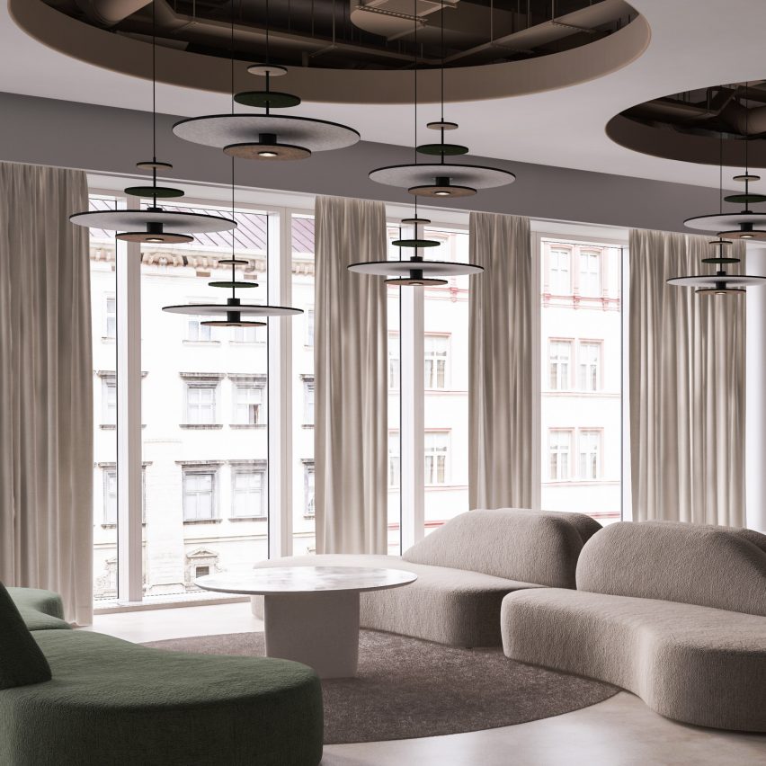 Slice pendants by Halskov & Dalsgaard for Zero Lighting used in a lounge area