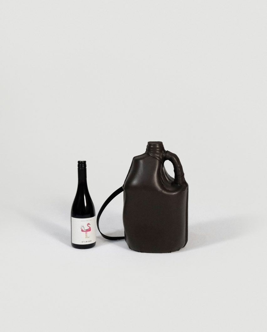 A wine bottle and Unwasted bag
