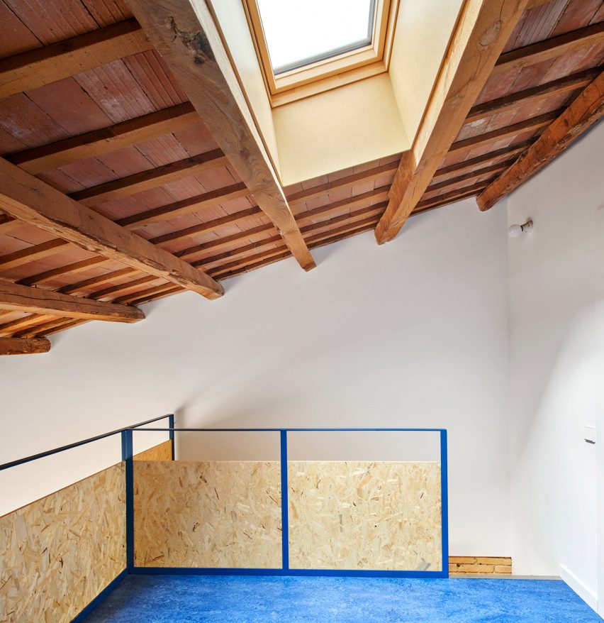 Mezzanine with blue floor