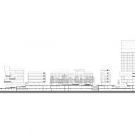 Section drawing of Luxelakes Floating Headquarters by Vector Architects