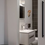 Bathroom interior of Vipp Pencil Case hotel in Copenhagen