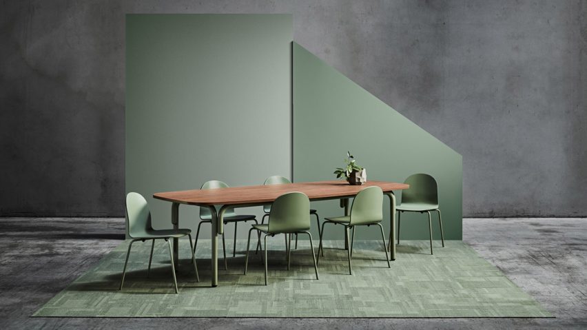 Green carpet tiles from the Vivid 202 collection by Signature