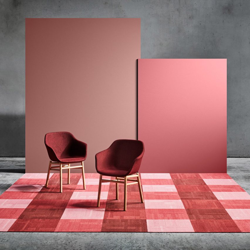 Pink-hued carpet tiles by Signature