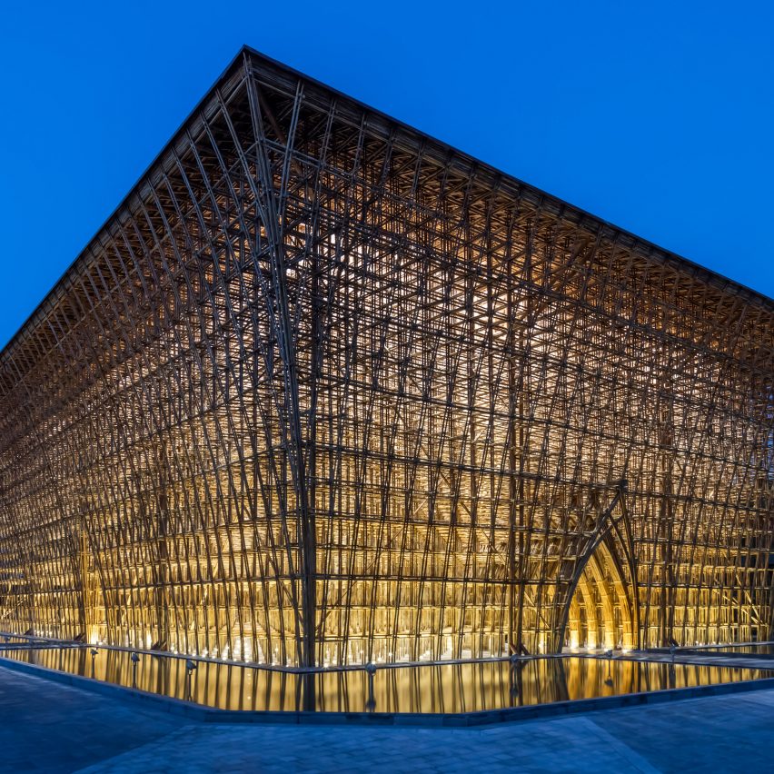 The building is made from bamboo