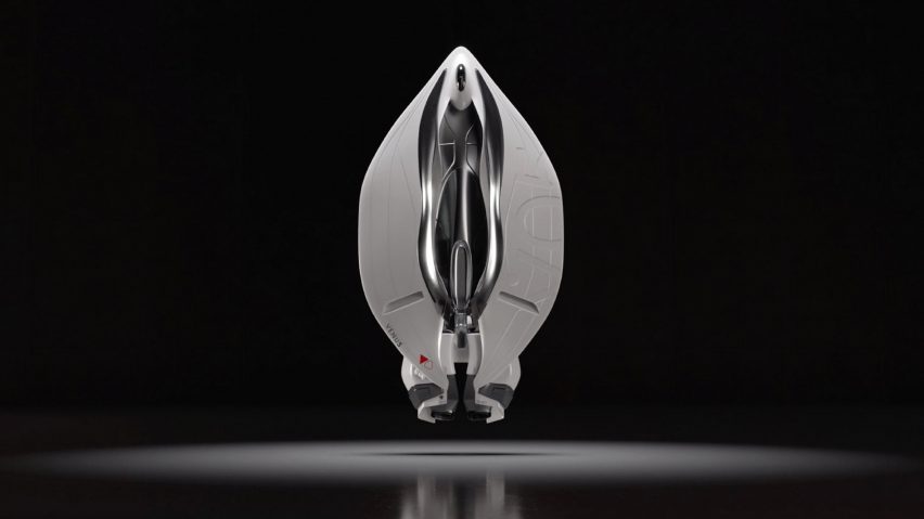 Rendering of a vulva-shaped spaceship