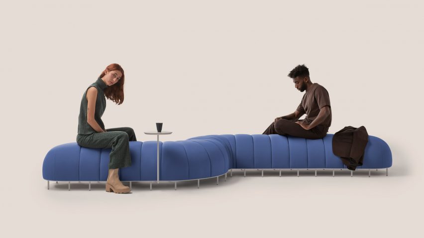 People sat on the Worm chair by Missana