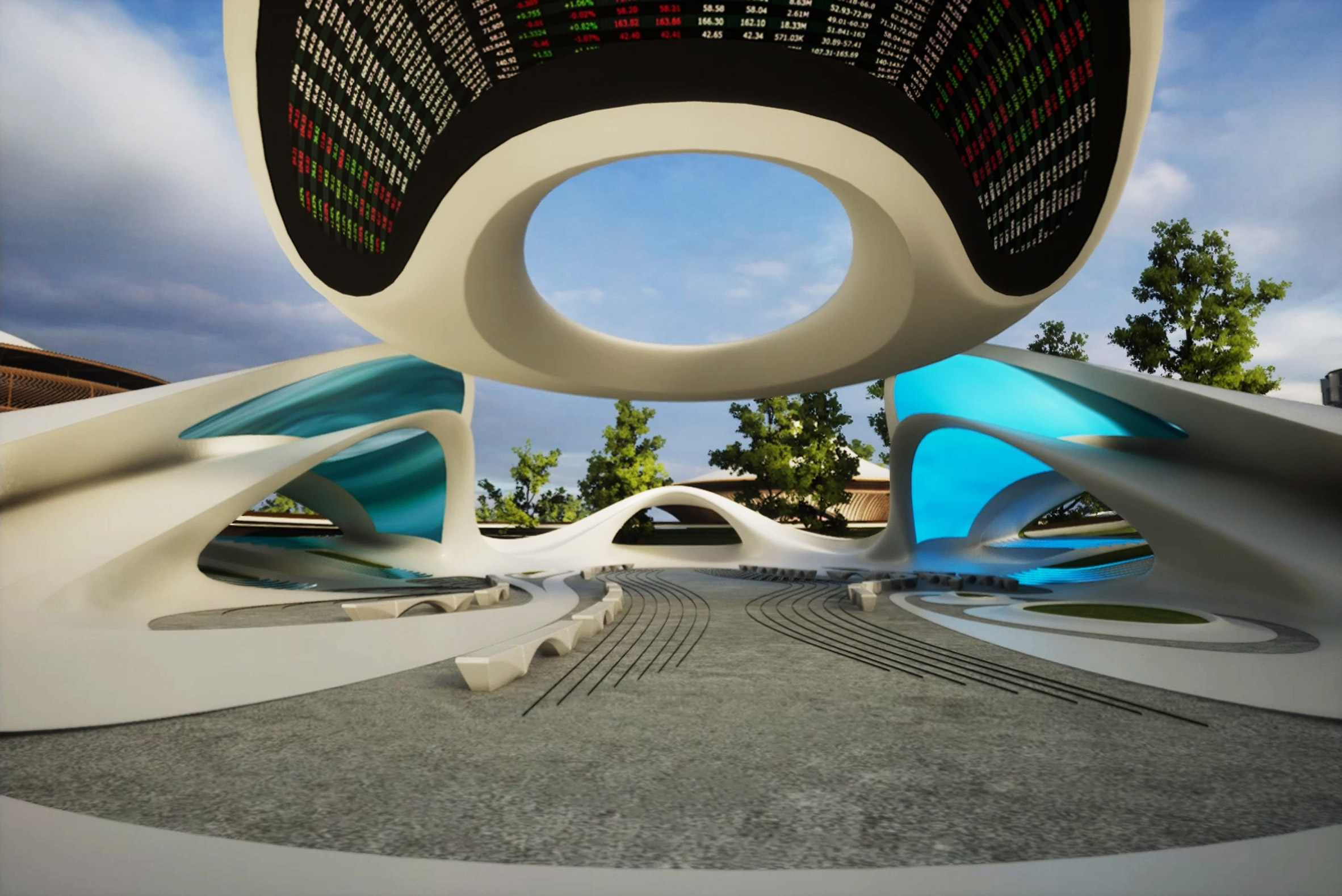 A curved virtual building by Zaha Hadid Architects