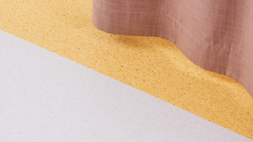 A photograph of Tarkett flooring in yellow and white