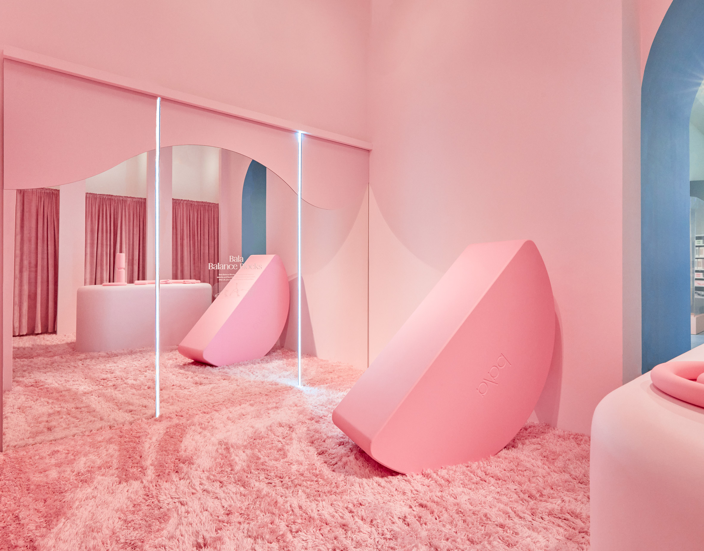 Pink room with furry carpet