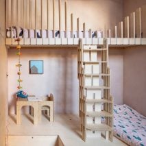 Bunk bed in Birch and Clay Refugio, UK, by Rise Design Studio