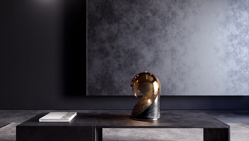 Gold and black Cassiopea table lamp in a contemporary setting