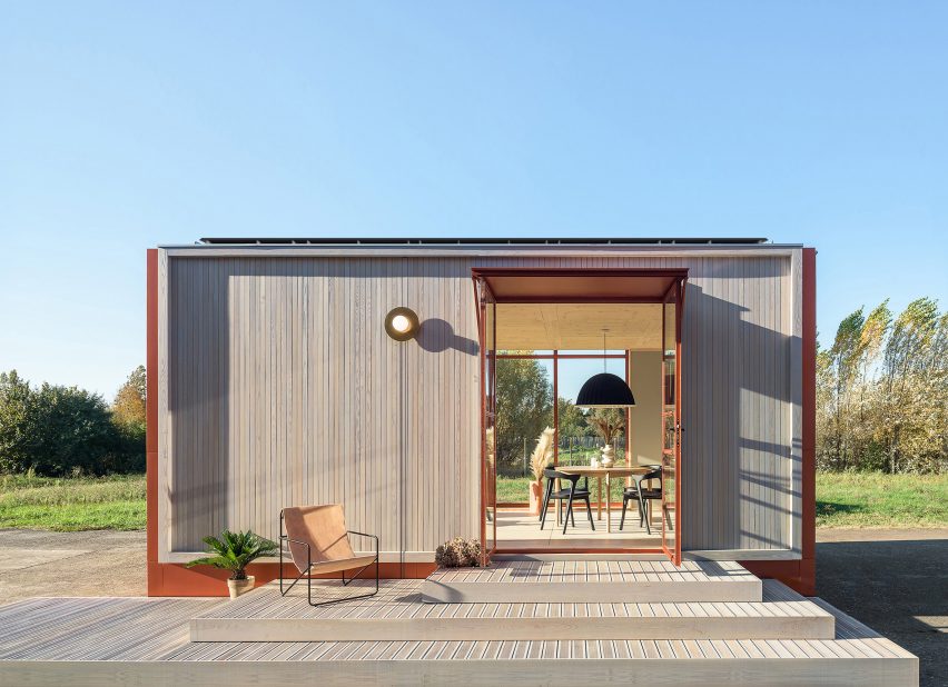 A wood clad accessible dwelling unit 