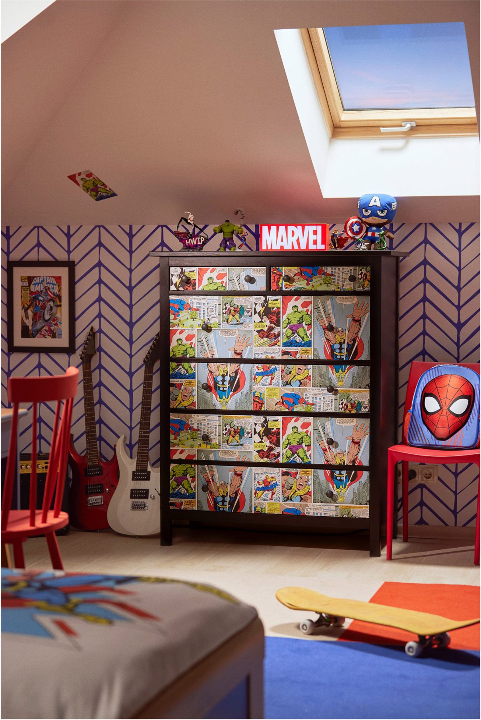 Kids bedroom decorated in Marvel homeware and bedding by Disney Home