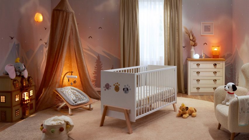 Crib, cupboard and bouncy seat from Disney Home