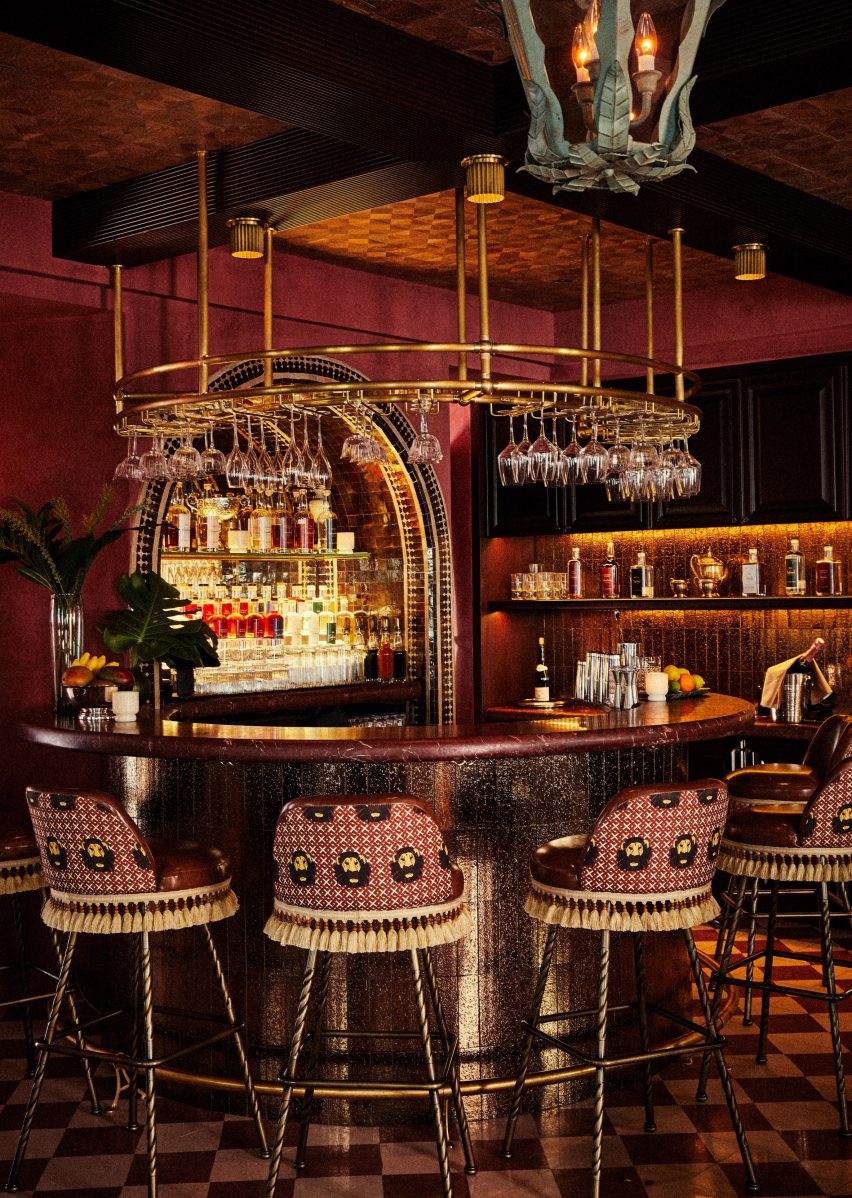A round bar at Esme Hotel surrounded by stools