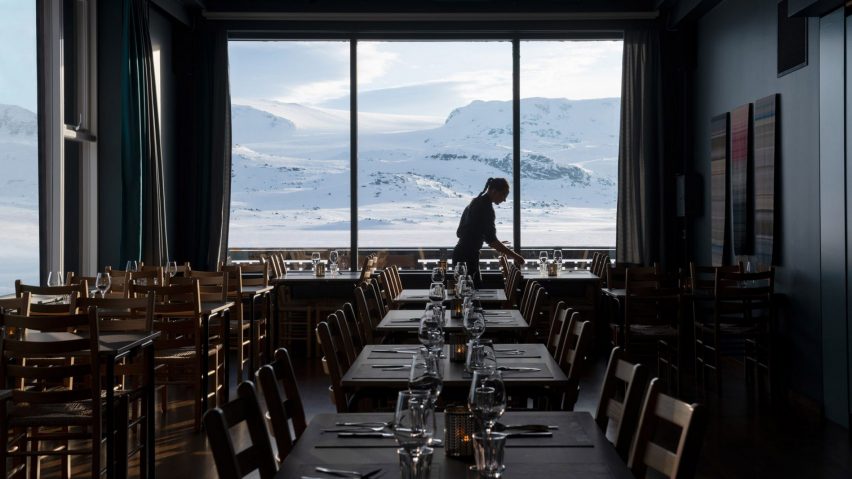 Dining room of Norway's Hotel Finse 1222 designed by Snøhetta