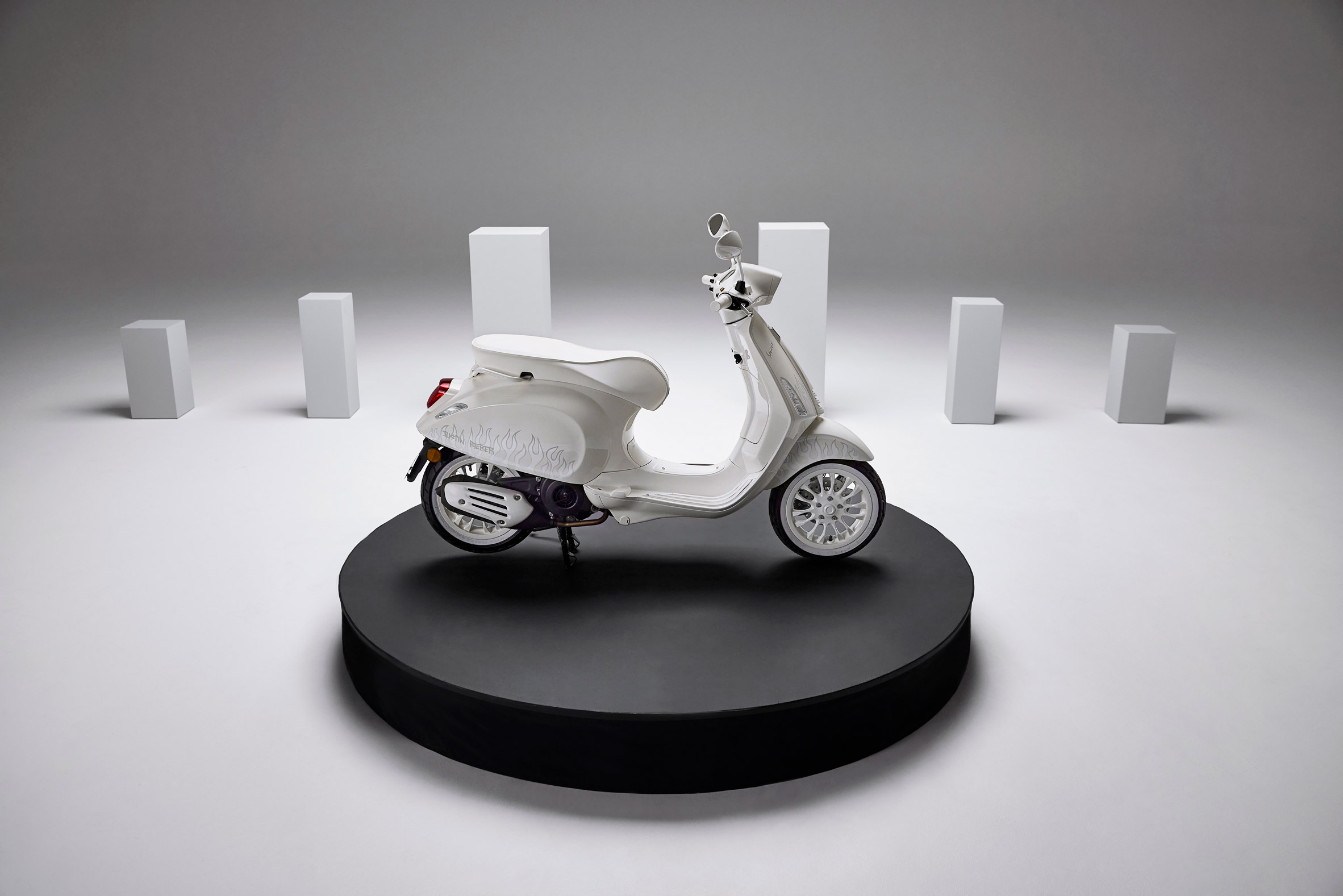 Justin Bieber ventures into scooter design with flaming all-white