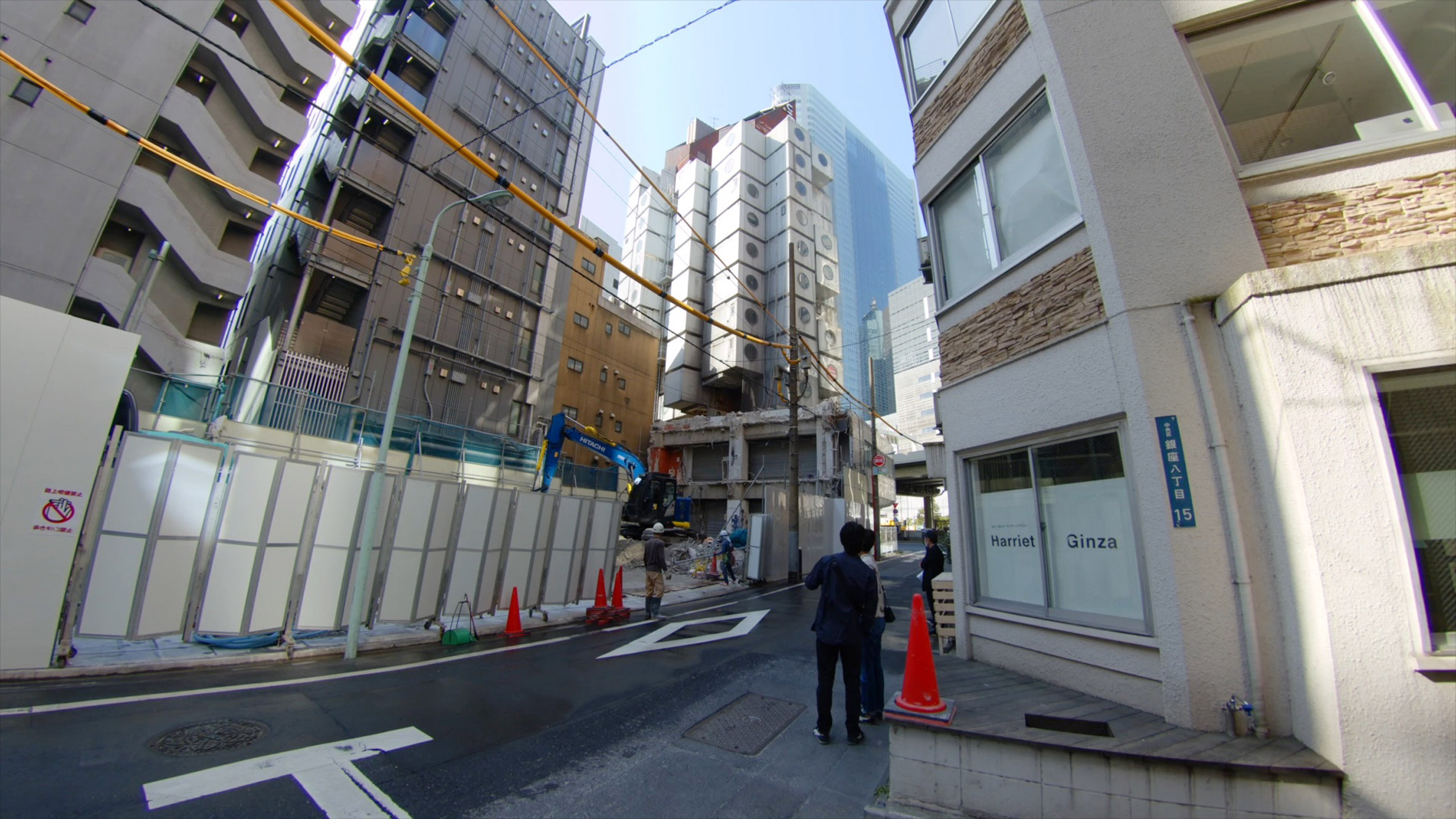 Image taken from footage of Kisho Kurokawa's Nakagin Capsule Tower being demolished