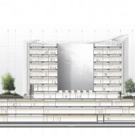 Section drawing of the San Raffaele Hospital by Mario Cucinella Architects