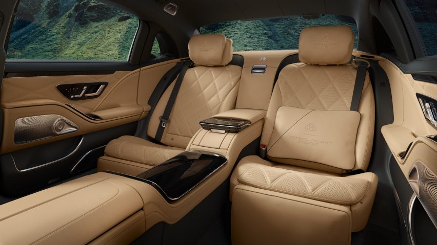 Sand-colopured seats in Maybach by Virgil Abloh