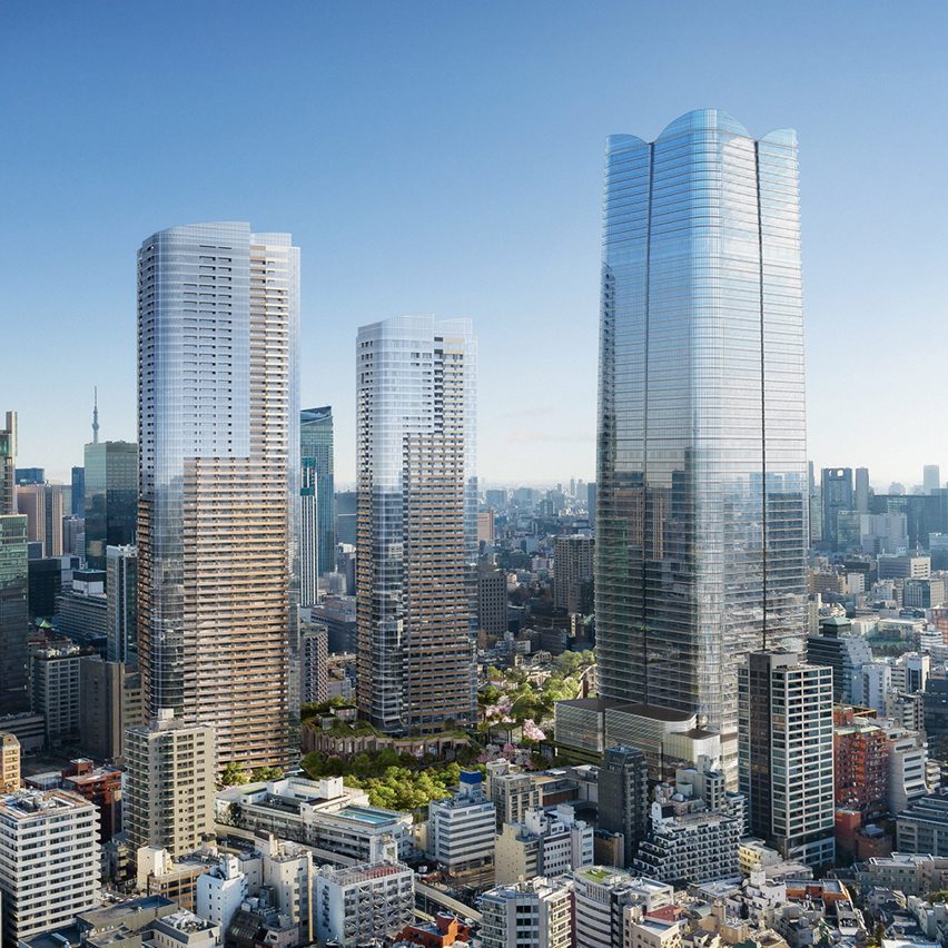 Render of Tokyo's skyline with the completed A District tower