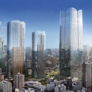 Panoramic render of central Tokyo and its buildings