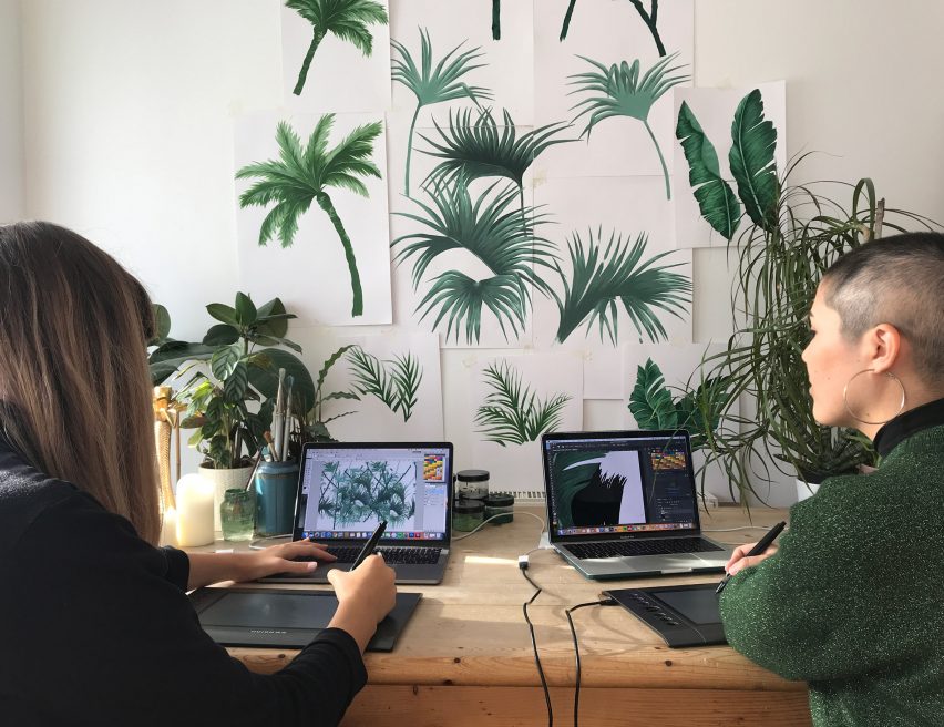 Tuppence Collective develop botanical print design from paintings of plants pinned to the wall