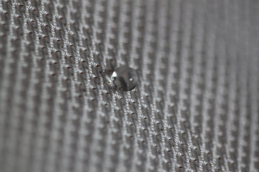 Water drop on repellant textile