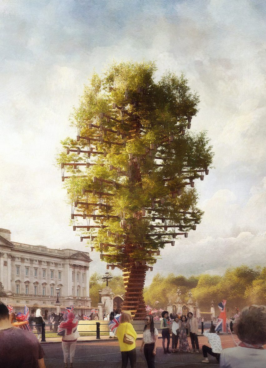 Tree of Trees sculpture at Buckingham Palace by Thomas Heatherwick