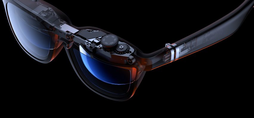 Internal view of Viture's smart glasses with dial to adjust the lenses from 0D to -5 dioptre