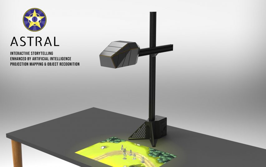 A render of a projection mapping interactive storytelling tool