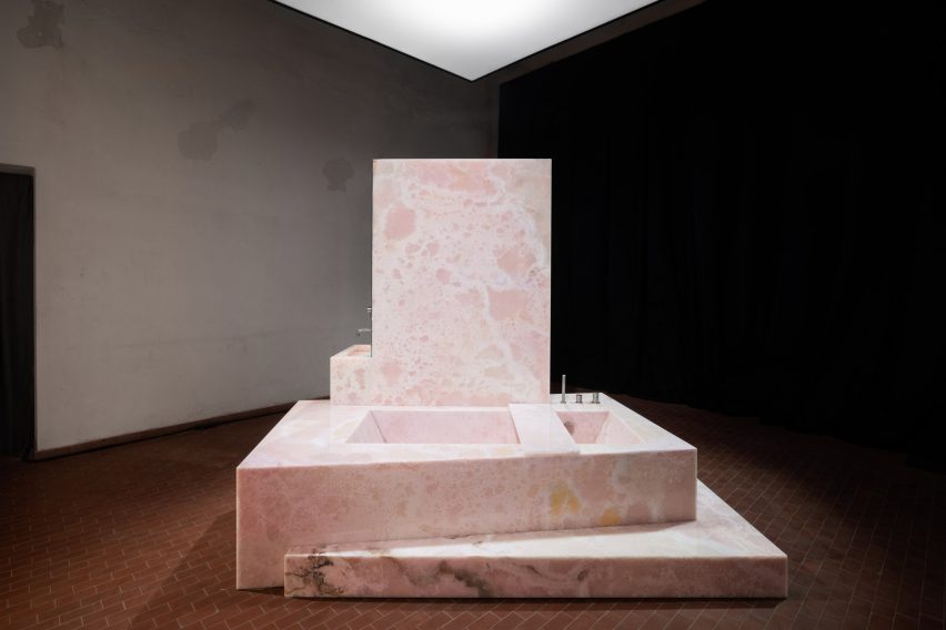 Sabine Marcelis' pink onyx bathroom sculpture 