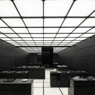 KVK jewellery store Chengdu by Atmosphere Architects with gridded black and white floor and ceiling