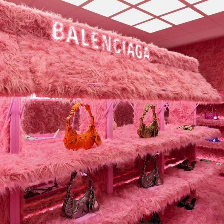 Fur-covered Balenciaga store