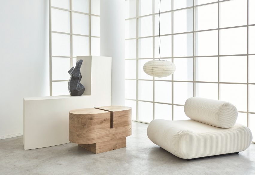 Low Collection solid oak furniture by Benni Allan for Béton Brut