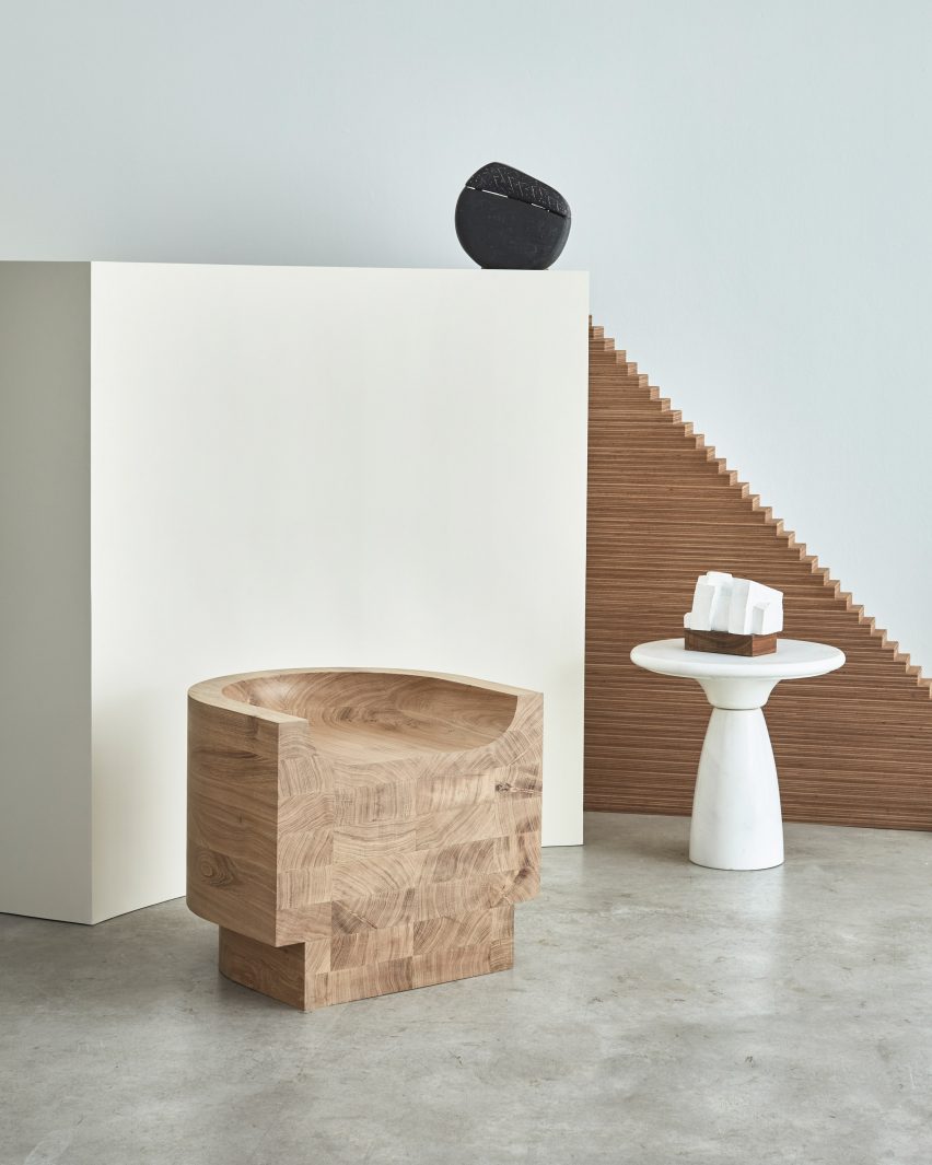 Low Collection solid oak furniture by Benni Allan for Béton Brut