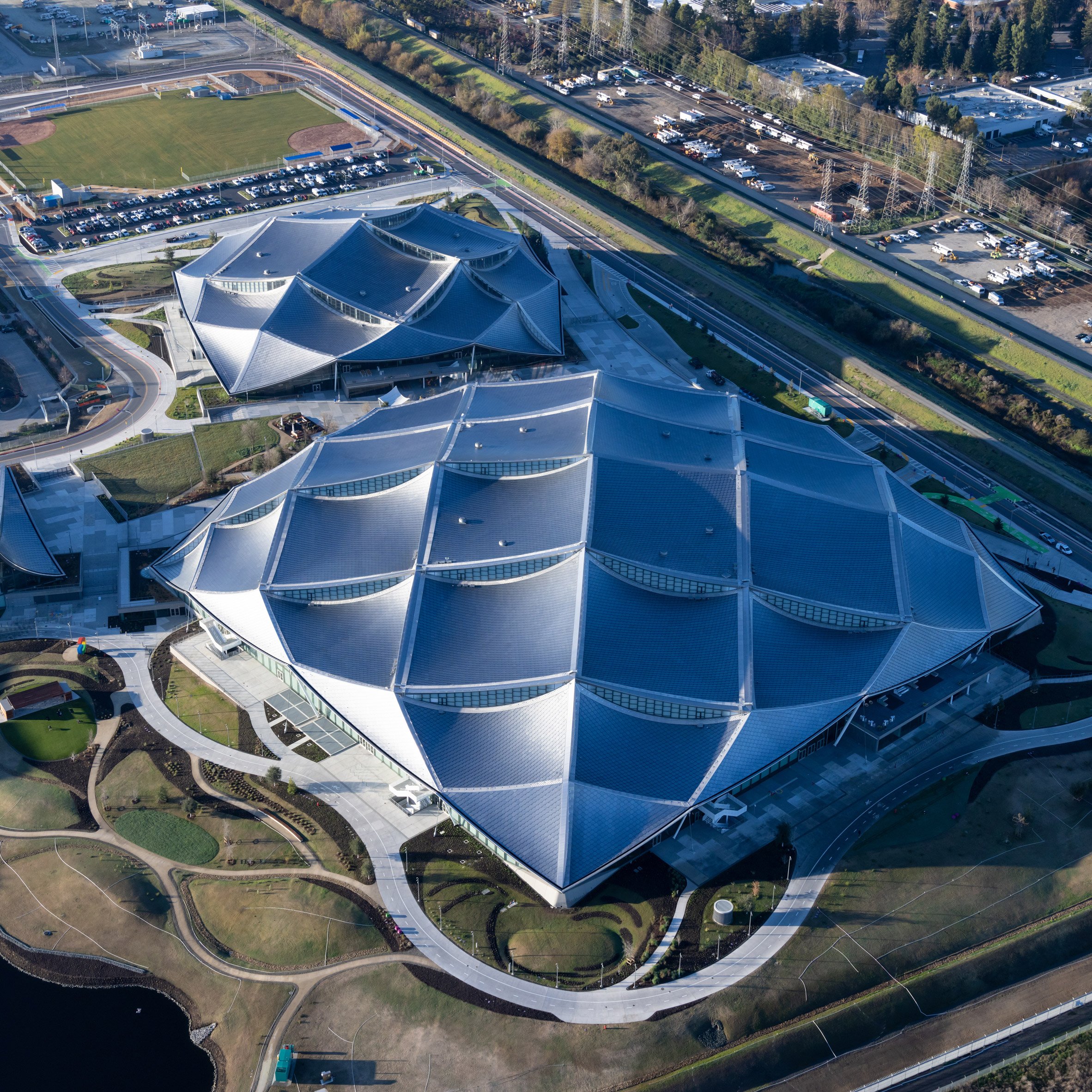 Aerial image of Google's Bay View Campus