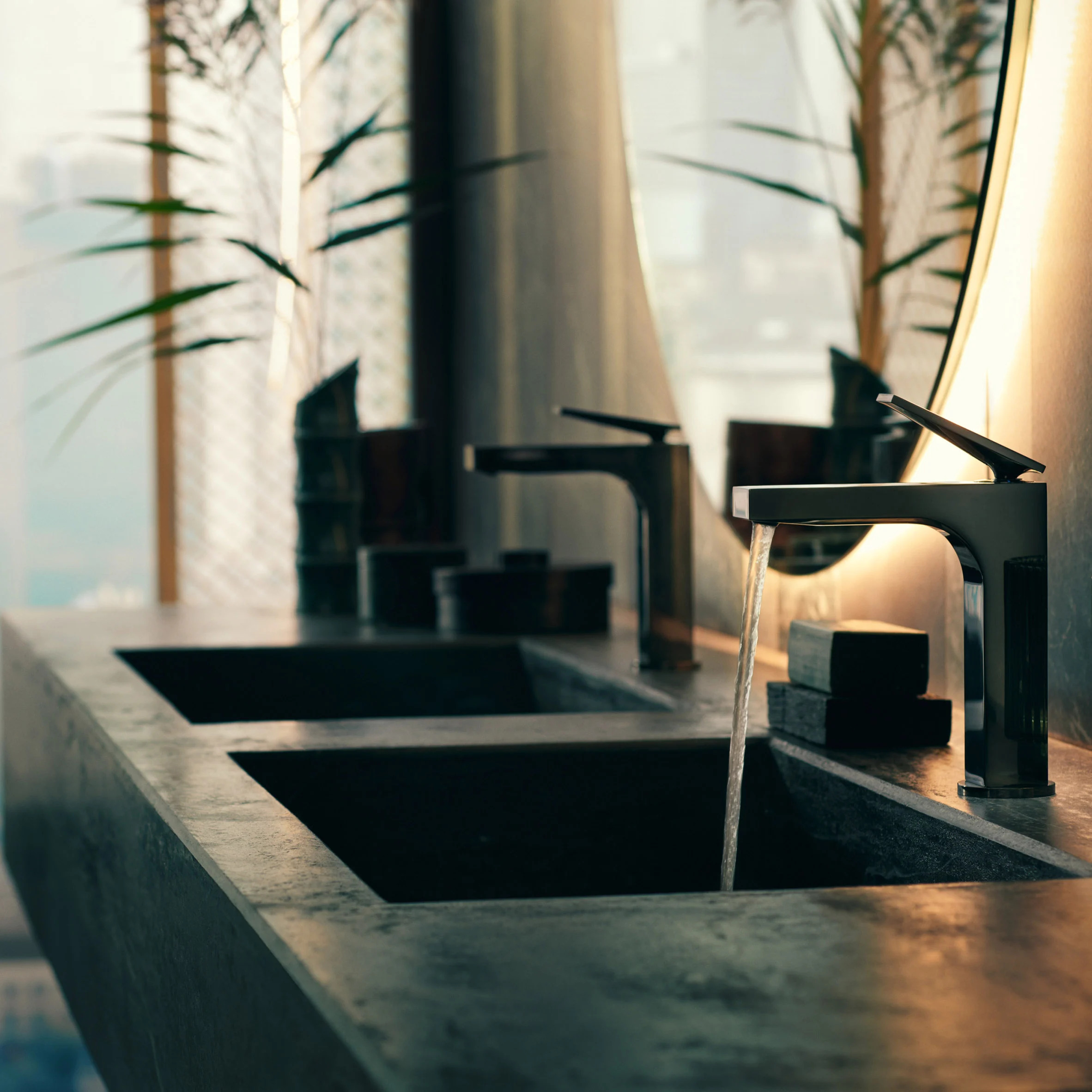 Black Citterio taps at a bathroom sink