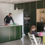 Kitchen with green cabinetry